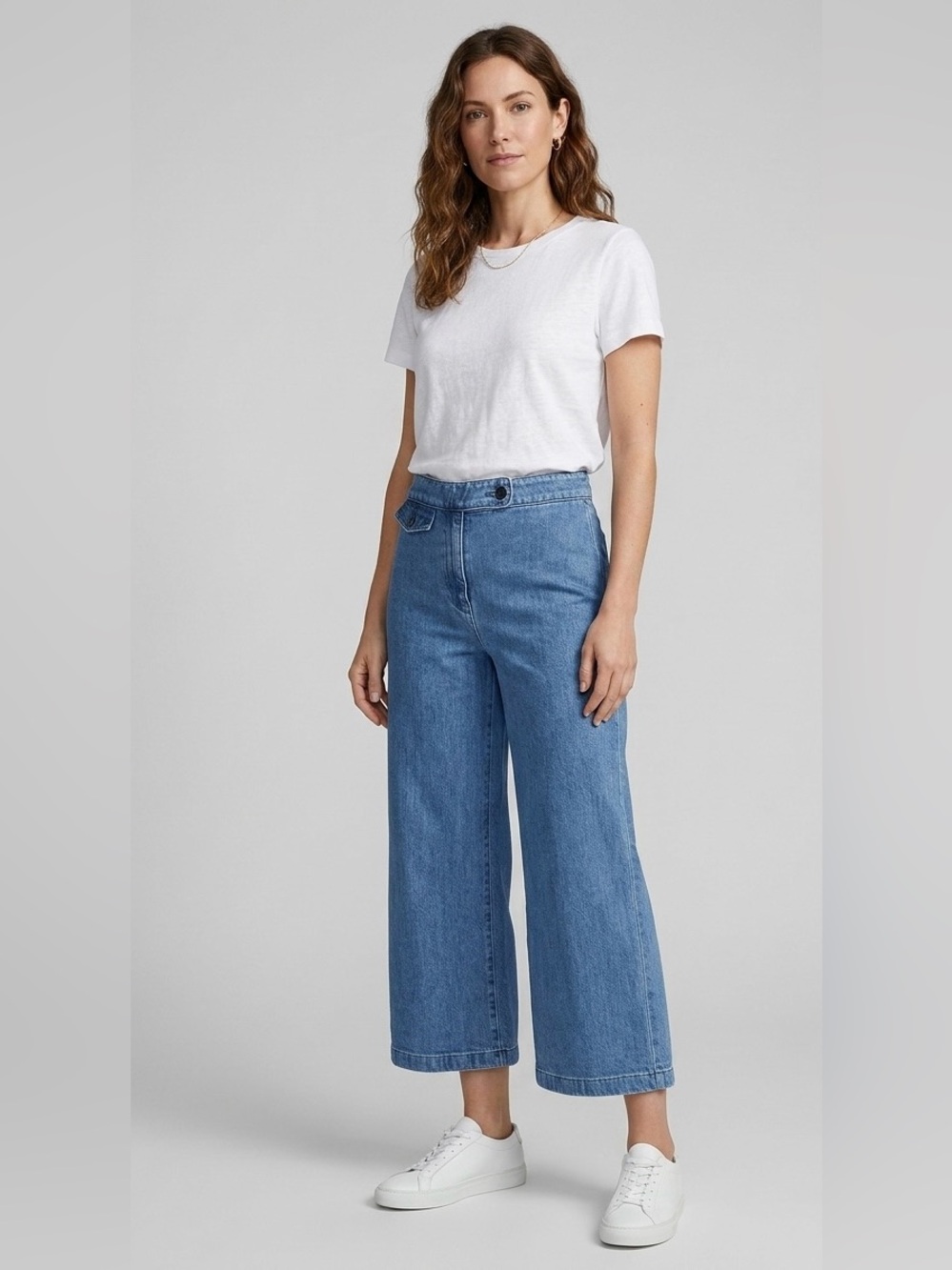 J. Crew Point Sur Wide Leg Cropped Jeans Medium Wash High Rise